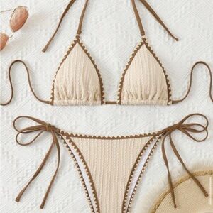 Elegant Cream and Tan Bikini Set